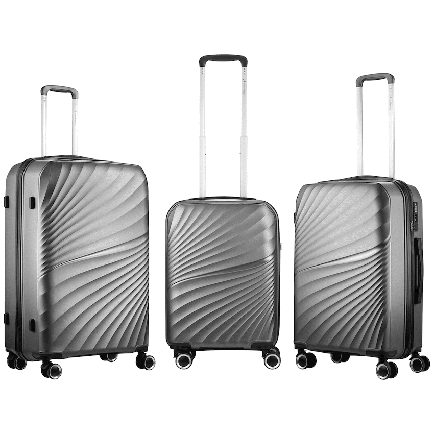 Travelwize Quartz PP 4-Wheels Spinner 3Pc Luggage Set Silver