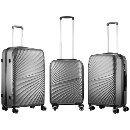 Travelwize Quartz PP 4-Wheels Spinner 3Pc Luggage Set Silver