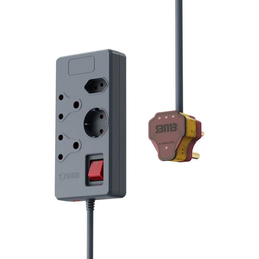 Ellies 4 way High Surge Multiplug 0.5M - Grey