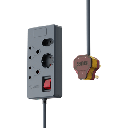 Ellies 4 way High Surge Multiplug 0.5M - Grey
