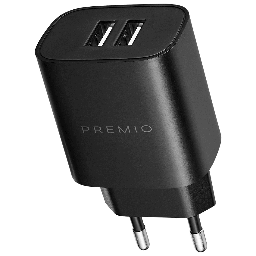 Premio 2.4a Dual Wall Charger - Black
