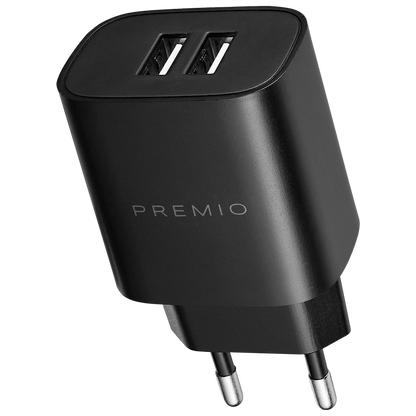 Premio 2.4a Dual Wall Charger - Black