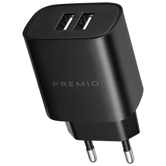 Premio 2.4a Dual Wall Charger - Black