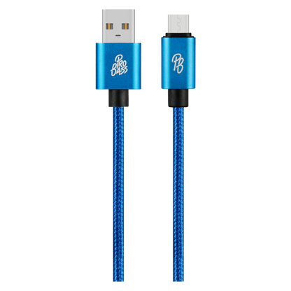 Pro Bass Braided Series Micro USB Cable - Blue 1.5m