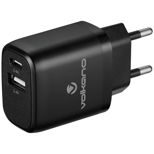 Volkano Volt-C Series Dual USB and USB-C Wall Charger with USB to USB-C Cable Included