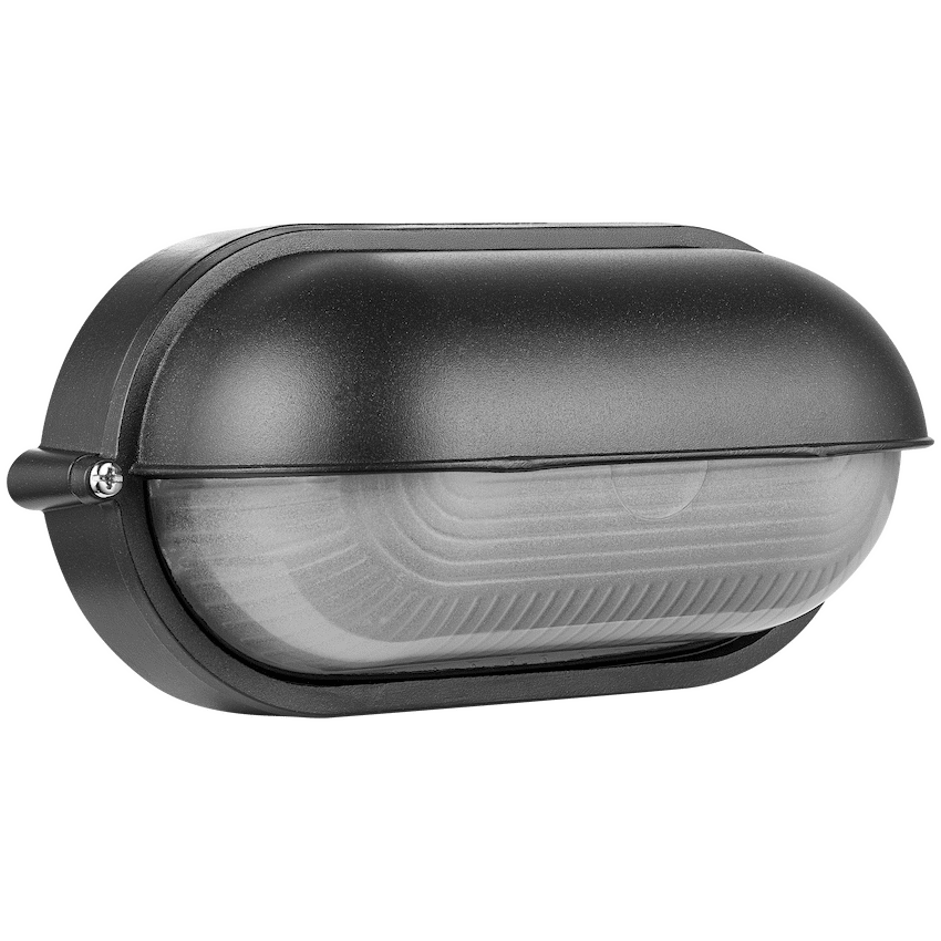 Ellies Arc Series - Large AC Oval Bulkheads - Aluminium + Glass - E27 Base -BK