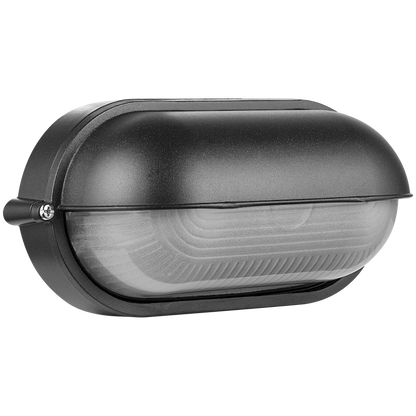 Ellies Arc Series - Large AC Oval Bulkheads - Aluminium + Glass - E27 Base -BK