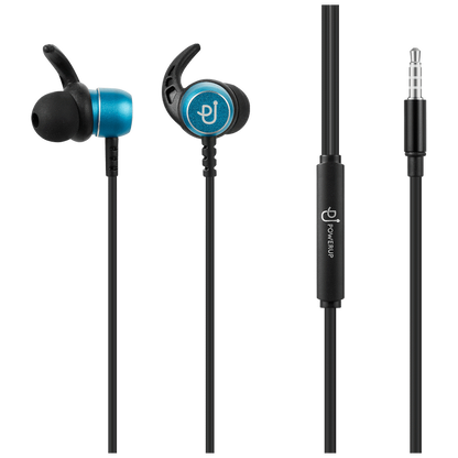 PowerUp E1 Series Aux Earphones with Carry Case - Blue