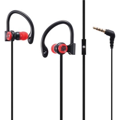 Bounce Break series hook-on earphones Black/Red