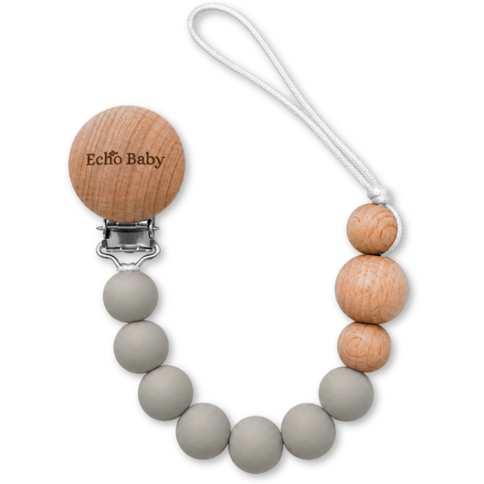 Echo Baby Silicone Dummy Clip - Stone