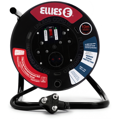 Ellies Heavy Duty Surge Protected Extension Reel 10m - BK
