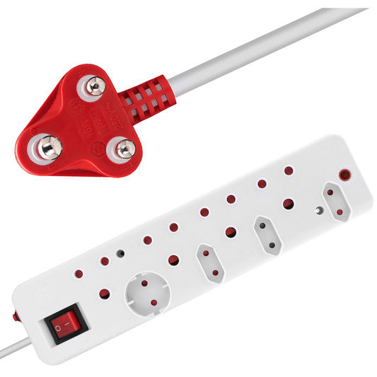 Ellies 8-Way Surge Multiplug 0.5m - WT