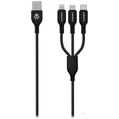 Volkano On-The-Go 3-in-1 1m Braided Cable - Black