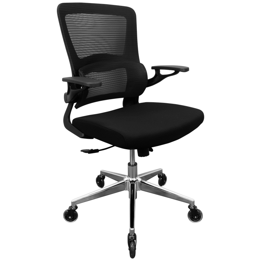 Everfurn Premium Dakota Mid Back Office Chair, Chromed Steel - Black