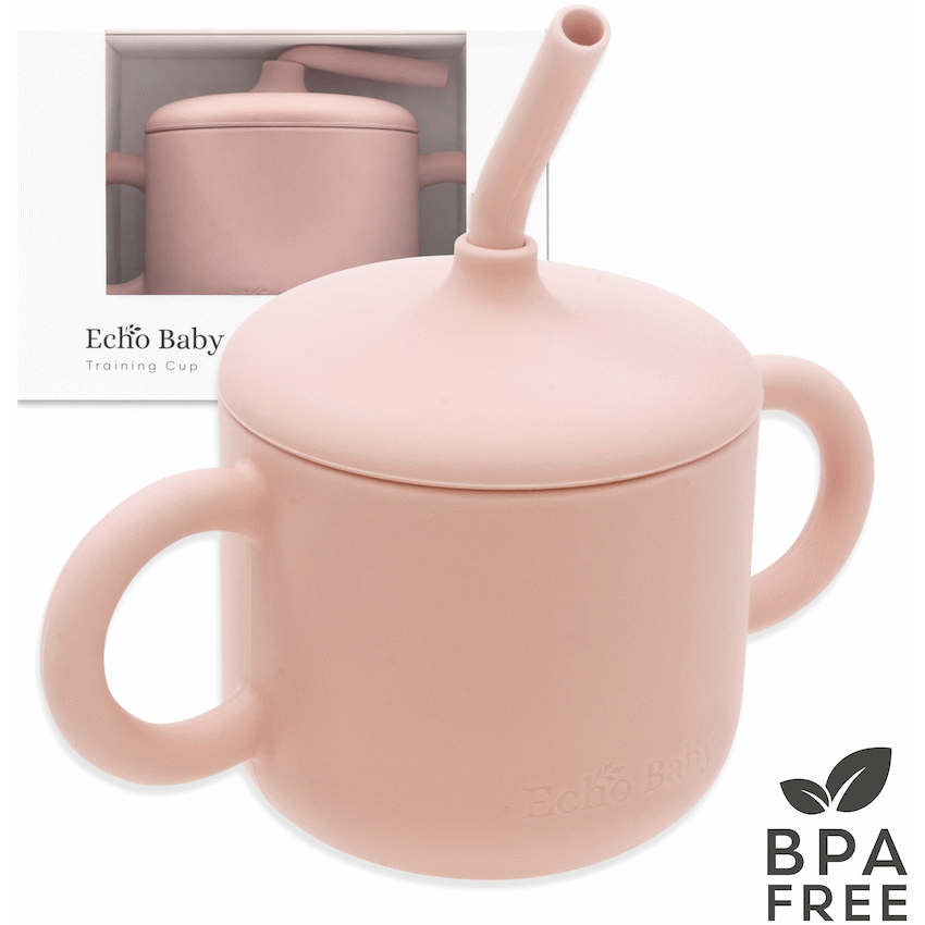 Echo Baby Silicone Training Cup with Straw - Rose