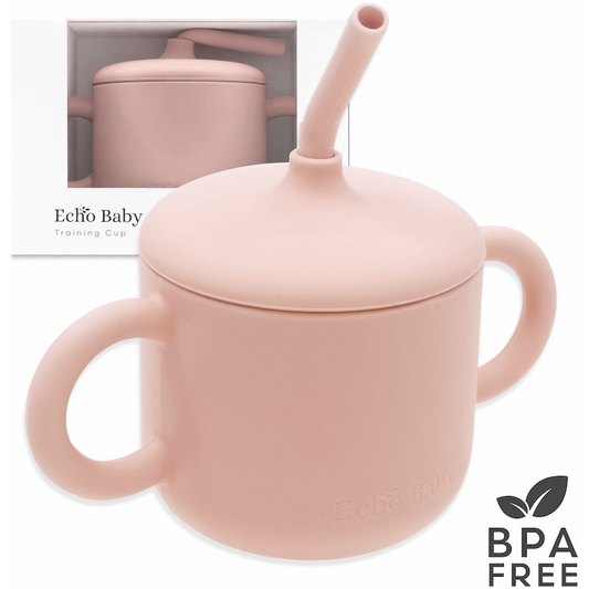 Echo Baby Silicone Training Cup with Straw - Rose