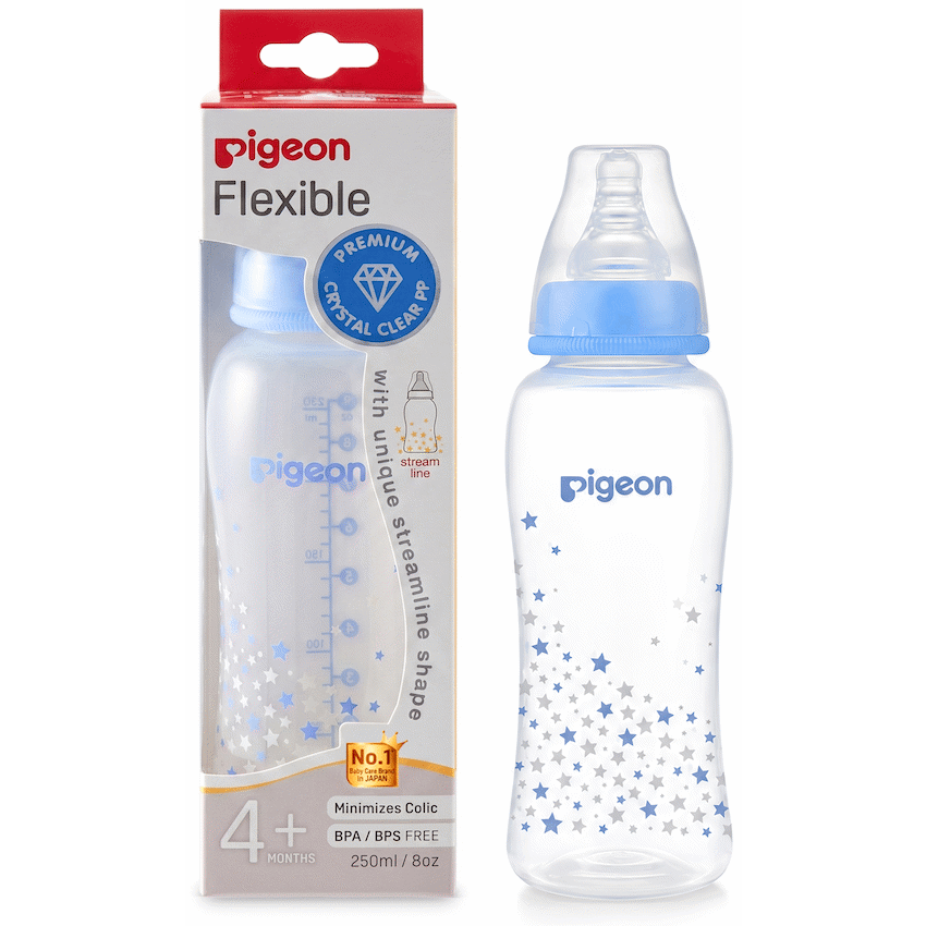 PIGEON FLEXIBLE BOTTLE STREAMLINE BLUE STAR 250ML