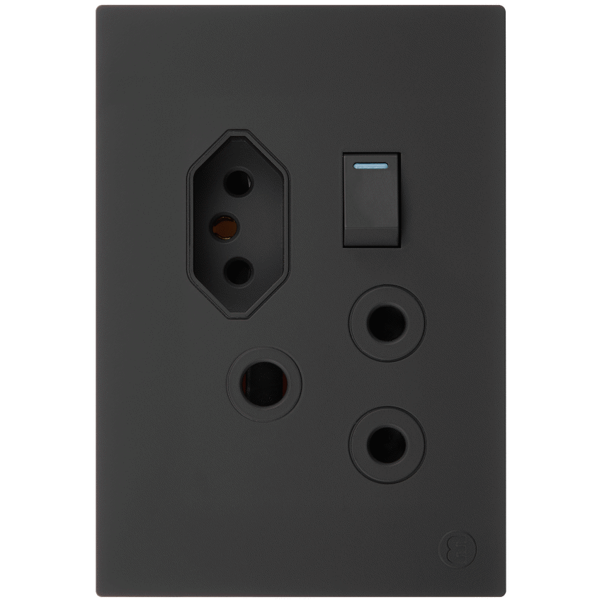 Ellies 2 Way (3 Pin; SANS 164-2) Single Switch Socket 2x4 (60mmx100mm) -BK