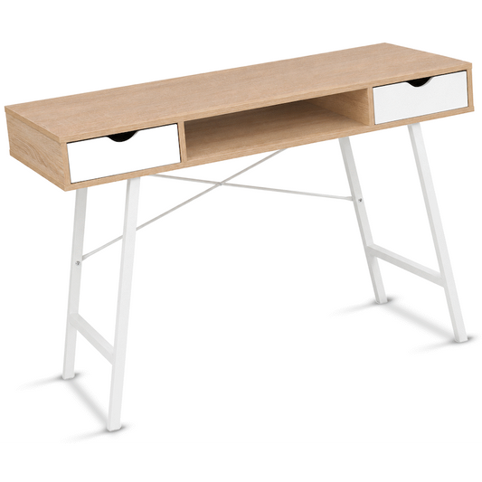 Everfurn Rain Work Desk - Study Desk with Two Drawers, Steel Frame, Adjustable Feet