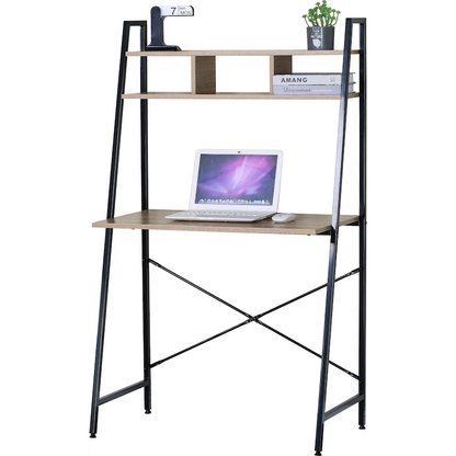 Everfurn Vesa Office Desk - Oak & Black