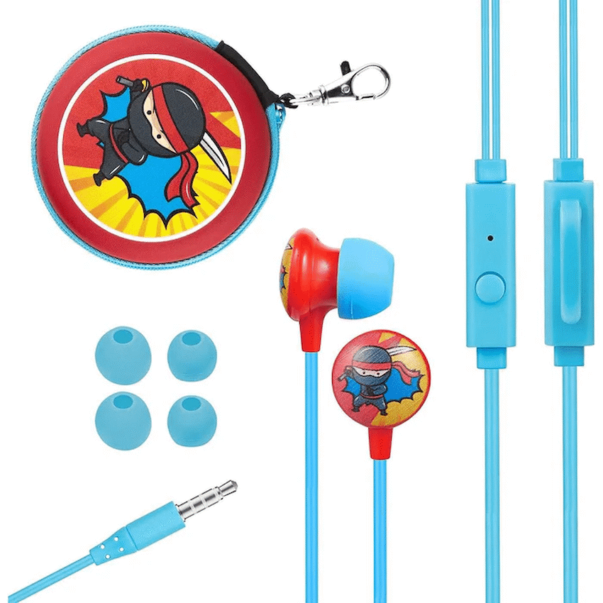 Volkano Kiddies Series Earphones with Keychain - Ninja