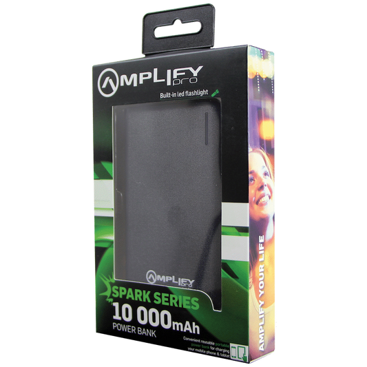 Amplify Spark Series 10000mAh Power Bank - Black/Grey