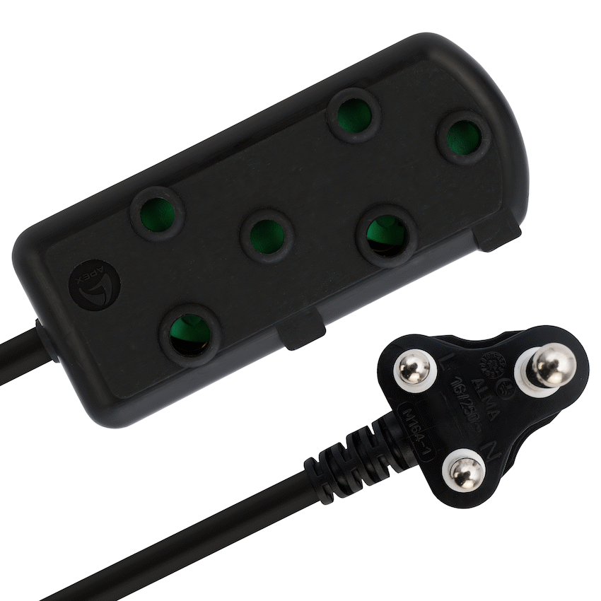 Ellies Side-by-Side Light-Duty Extension Lead - 3m - Black