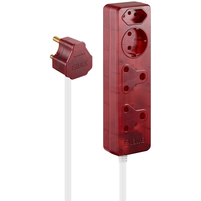 Ellies 4 Way High Surge Extension Lead - 3M - RD