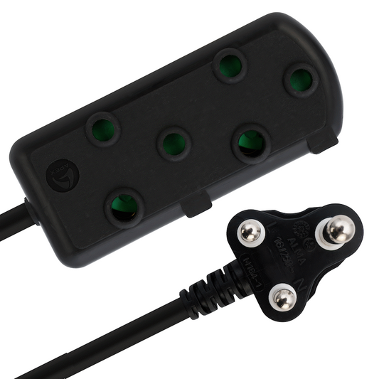 Ellies Side-by-Side Heavy-Duty Extension Lead - 3m - Black
