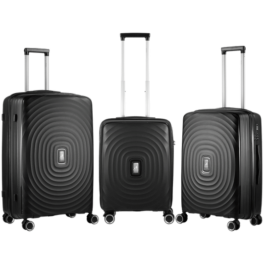 Travelwize Ripple PP 4-Wheel Spinner 3 Pc Luggage Set - Black