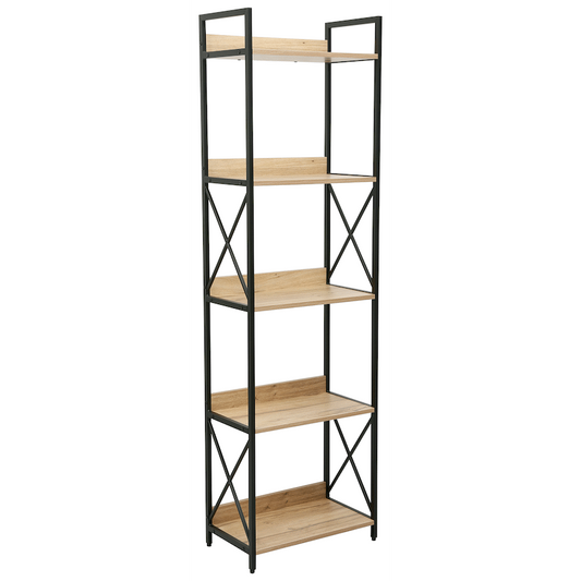 Everfurn Scandanavian Tall Bookcase with Steel Frame