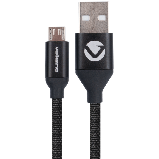 Volkano Weave Series Fabric Braided Micro USB Cable 1.2m - Black