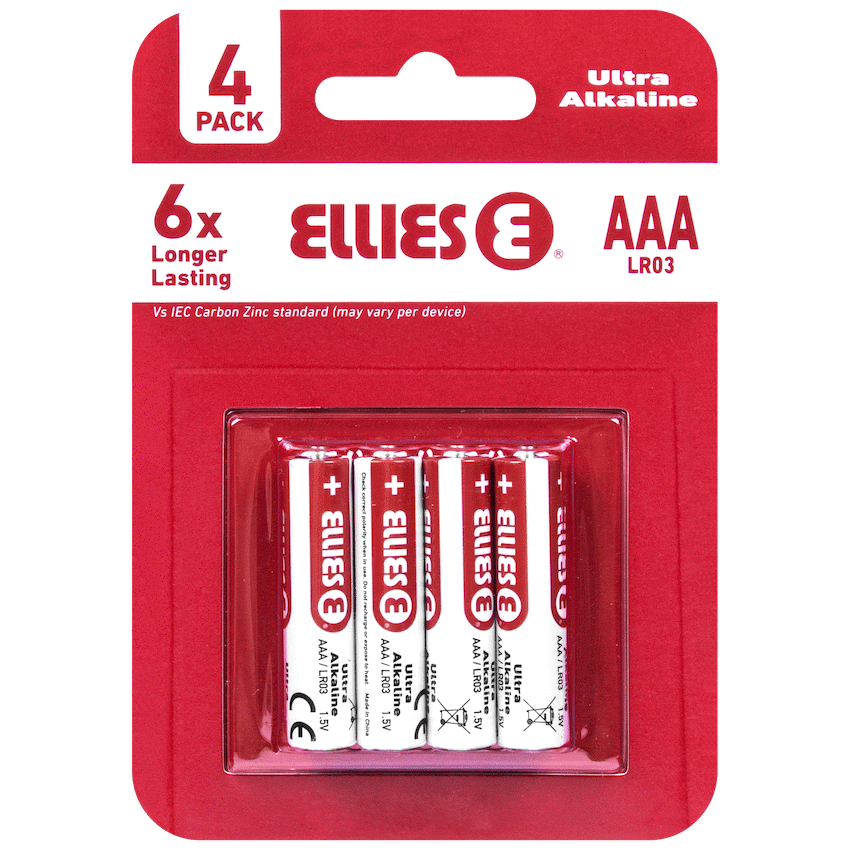 Ellies Ultra Series - Alkaline Batteries AAA 4 Pack -WT
