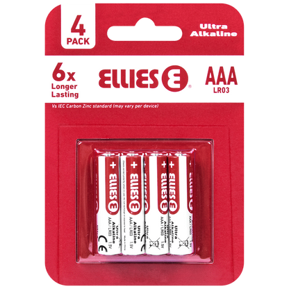 Ellies Ultra Series - Alkaline Batteries AAA 4 Pack -WT