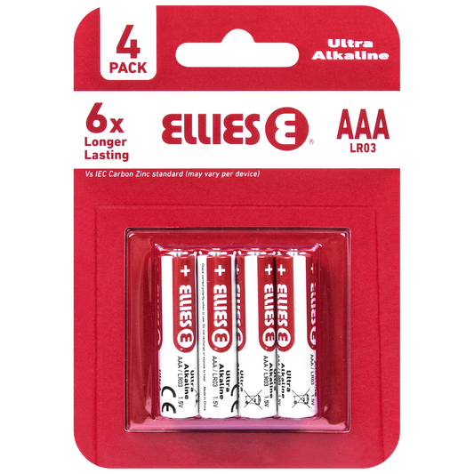 Ellies Ultra Series - Alkaline Batteries AAA 4 Pack -WT