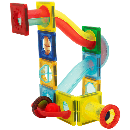 45 Magnetic Tiles and Marble Run Parts