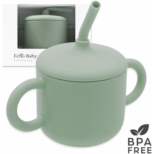 Echo Baby Silicone Training Cup with Straw - Sage