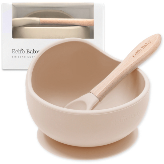 Echo Baby Silicone Suction Bowl and Spoon Set - Ivory