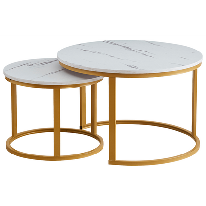 Everfurn Nile Nesting Coffee Table - White & Gold (2 Pc)