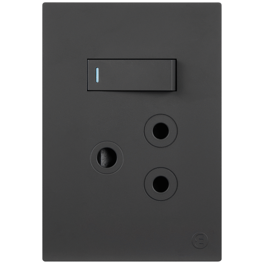 Ellies 1 Way (3 Pin) Single Switch Socket 2x4 (60mmx100mm) -BK