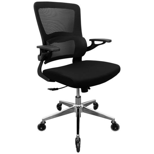 Everfurn Premium Dakota Mid Back Office Chair, Chromed Steel - Black