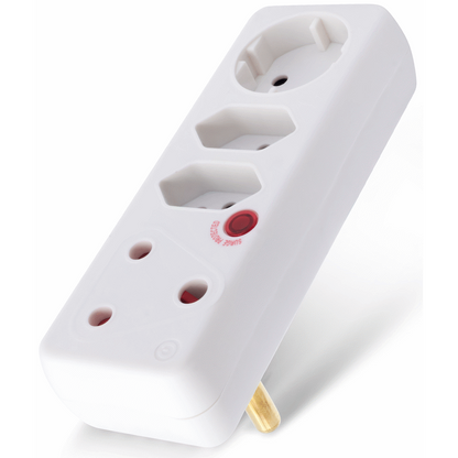 Switched 4-Way Medium Surge Adaptor with Schuko - White