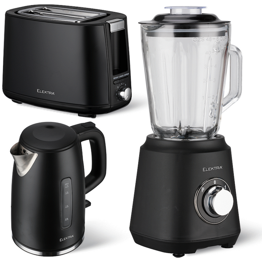 Elektra Kettle, Toaster and Blender Breakfast Set - Black