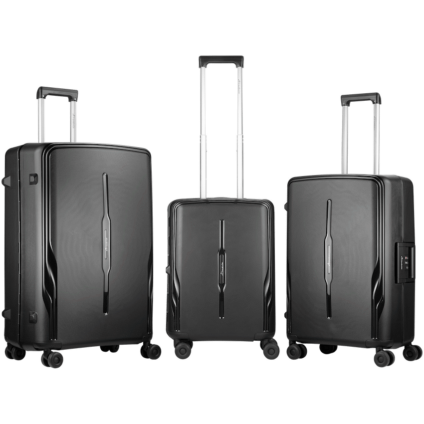 Travelwize Clipper PP 3Pc 4-Wheel Spinner Luggage Set Black
