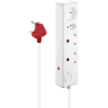 Switched 4-Way Medium Surge-Protected Multiplug 0.5m Cord - White