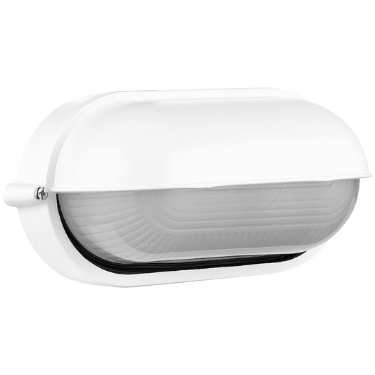 Ellies Arc Series - Large AC Oval Bulkhead - Aluminium + Glass - E27 Base -WT