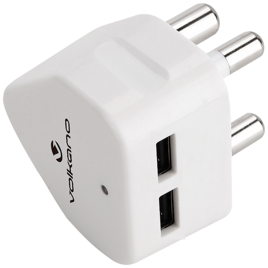 Volkano Current Plus Series 3 Pin Plug Dual USB Charger 4.2a - White
