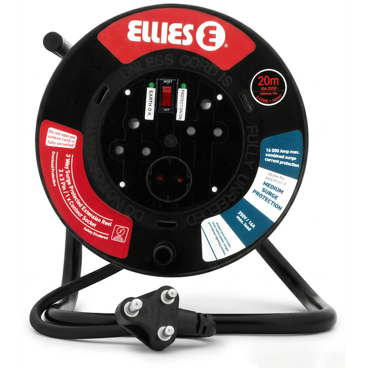 Ellies Heavy Duty Surge Extension Reel - 20m - BK