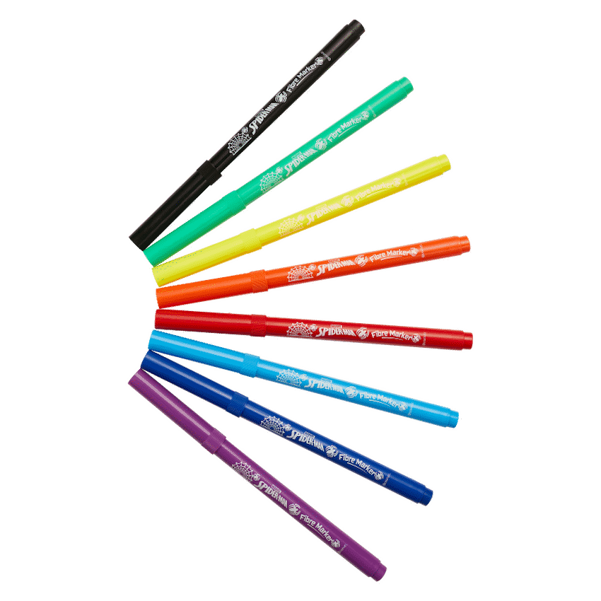 Spiderman 8 Primary Colour Fibre Markers Multi