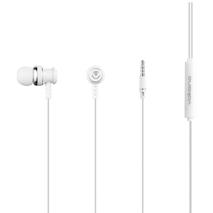 Volkano Earphones with Mic - Stannic Series - White